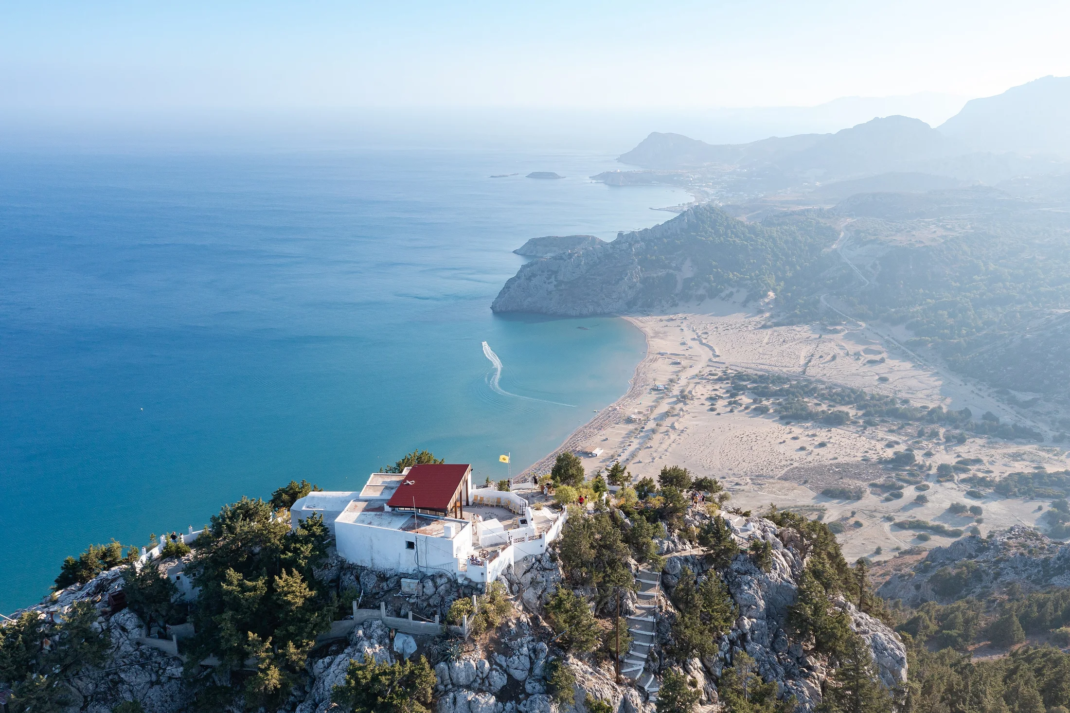 Tsambika Beach beneath the monastery hill
